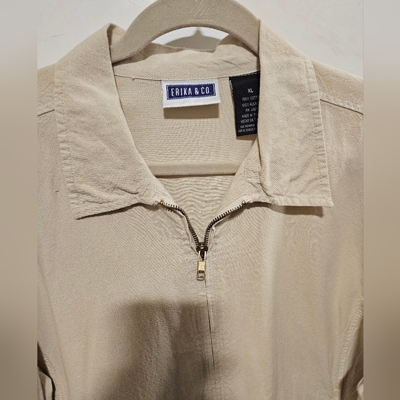 Vintage - Erika & Co. Cotton Denim Lt. Tan Zip Up Jacket - NWOT - Size XL - Picture 4 of 9